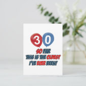 30. Jahr Geburtstagsdesigns Postkarte (Stehend Vorderseite)