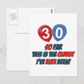 30. Jahr Geburtstagsdesigns Postkarte (Vorne/Hinten)
