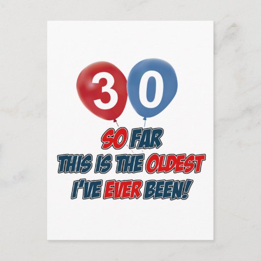 30. Jahr Geburtstagsdesigns Postkarte (Vorderseite)