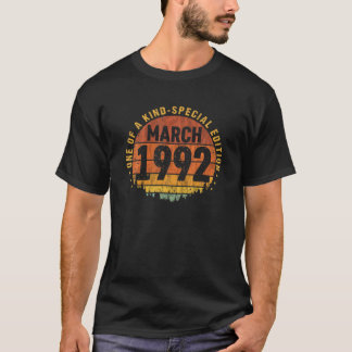 30 Jahre alt Geburtstag Vintager März 1992 30. Geb T-Shirt