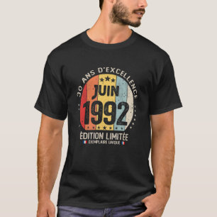 30 Jahre alt Juni 1992 französisches Thema 30. Geb T-Shirt