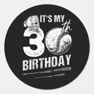 30 Jahre alte Vintage-Baseball Happy 30. Geburtsta Runder Aufkleber