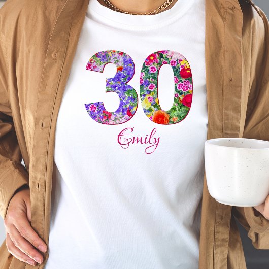 30 Jahre Geburtstagsparty Blumendesign T - Shirt
