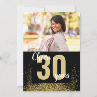 30 Jahre Gold Glitzer Foto Geburtstag Einladung