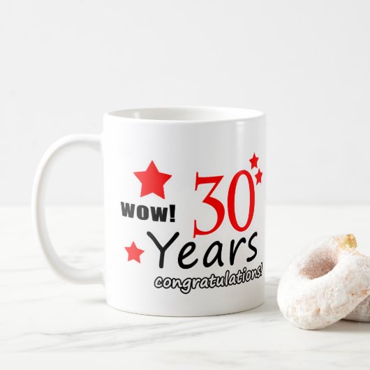 30 Jahre Jahrestag Kaffeetasse (Mit Donut)