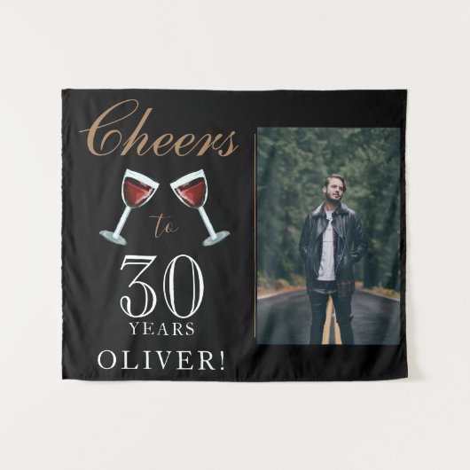 30 Jahre Roter Wein 30. Geburtstag Foto Wandteppich (Vorderseite (Horizontal))