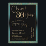 30 Jahre Überraschung Geburtstagsparty, Aquamarin Einladung<br><div class="desc">Mit zwei markanten Schriftart habe ich Grafiken für Ihre Ankündigung erstellt und sie mit einem Imitat-Metallic-Goldeffekt für ein festliches Ambiente verziert. Obwohl jedes Teil auf den Anzug Ihrer Bedürfnisse verschoben werden kann, lautet der Header "Cheers to 30 Years!" und "Überraschendes Party". ("Überraschung" kann entfernt werden, wenn Ihr Party nicht vorhanden...</div>