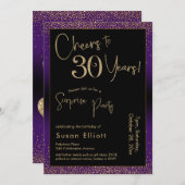 30 Jahre Überraschung Geburtstagsparty, Lila Einladung (Vorne/Hinten)