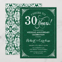 30. Jahrestag der Hochzeit Emerald Green Damask