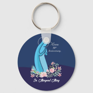 30. Jahrestag des religiösen Lebens Nun Pink Blume Schlüsselanhänger