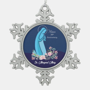 30. Jahrestag des religiösen Lebens Nun Pink Blume Schneeflocken Zinn-Ornament