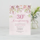 30. Jahrestag Einladung Rosa Blüte (Stehend Vorderseite)