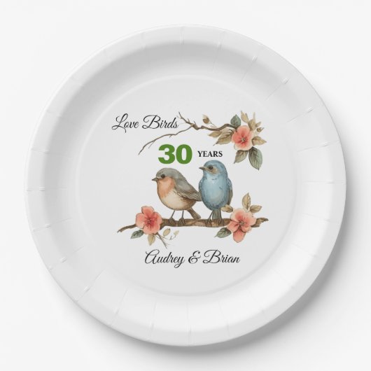 30. Jahrestag Personalisiert Pappteller (Vorderseite)