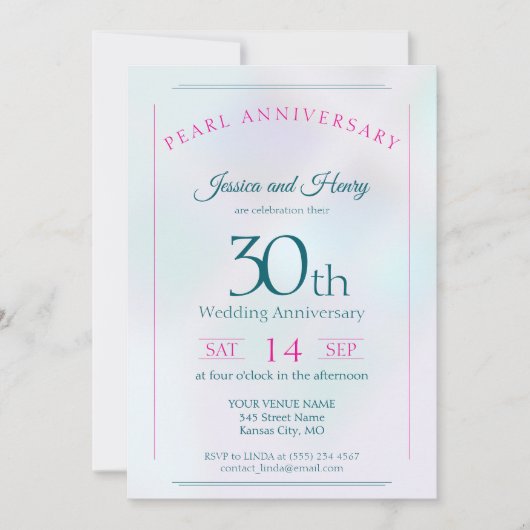 30-jähriges Bestehen von Iridescent Pearl Einladung (Vorderseite)