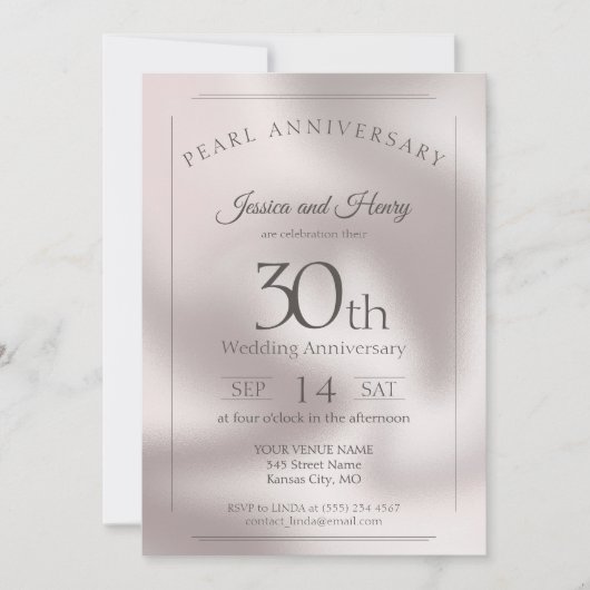 30-jähriges klassisches Pearl-Hochzeitstag Einladung (Vorderseite)