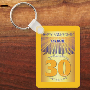 30-jähriges Nüchternheitsjubiläum   Golden Ray 12- Schlüsselanhänger