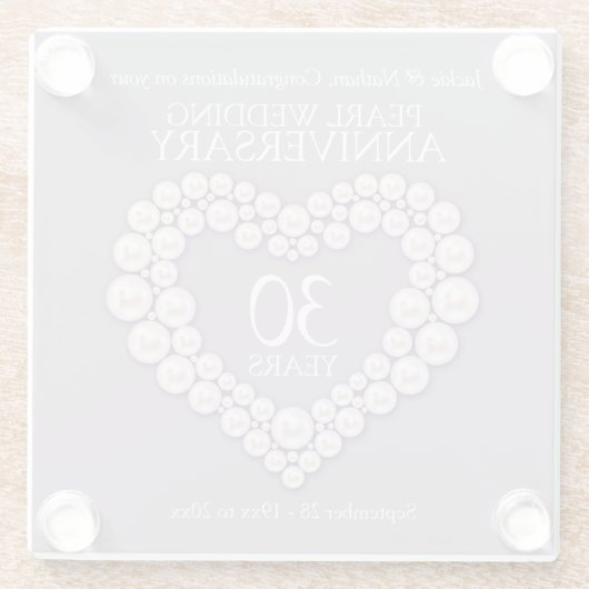 30-jähriges Pearl Glasuntersetzer (Rückseite)