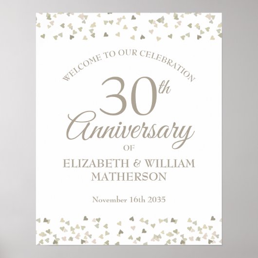 30-jähriges Pearl Liebe Hört Begrüßungszeichen Poster (Vorne)