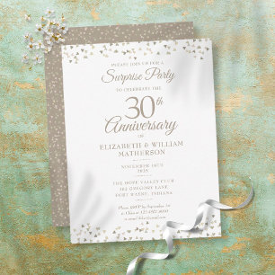 30-jähriges Überraschungs-Party Hearts Confetti Postkarte