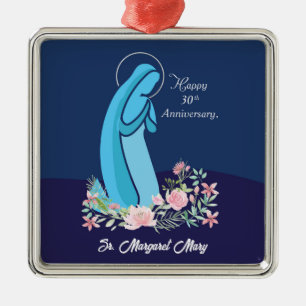 30. Jubiläum des Ordenslebens Nonne Pink Flower Ornament Aus Metall