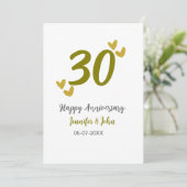 30. Jubiläum goldgraues Hochzeitspaar Einladung (Stehend Vorderseite)