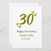 30. Jubiläum goldgraues Hochzeitspaar Einladung (Vorne/Hinten)