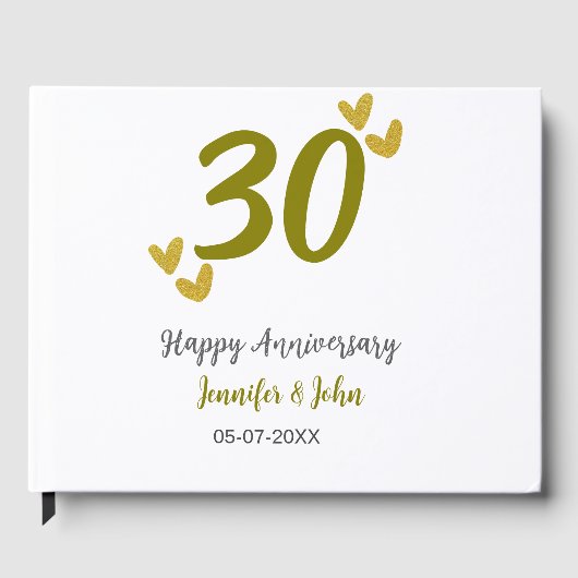 30. Jubiläum goldgraues Hochzeitspaar Gästebuch (Vorderseite)