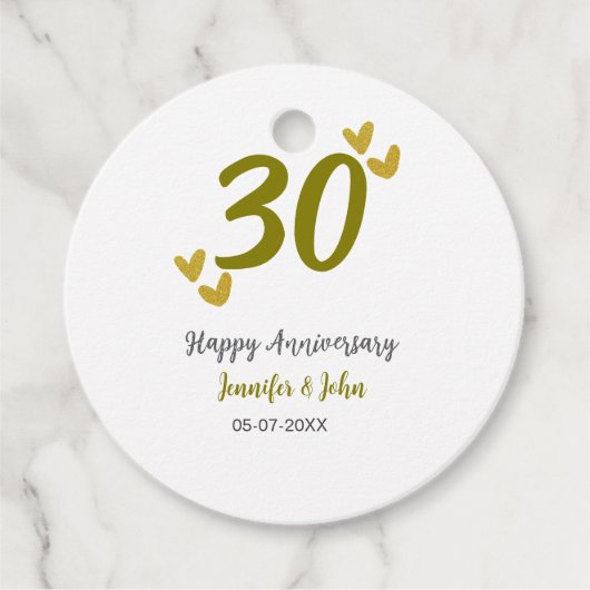 30. Jubiläum goldgraues Hochzeitspaar Geschenkanhänger (Vorderseite)