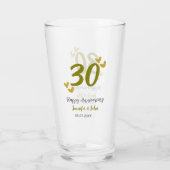 30. Jubiläum goldgraues Hochzeitspaar Glas (Rückseite)