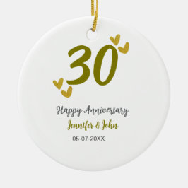 30. Jubiläum goldgraues Hochzeitspaar Keramik Ornament