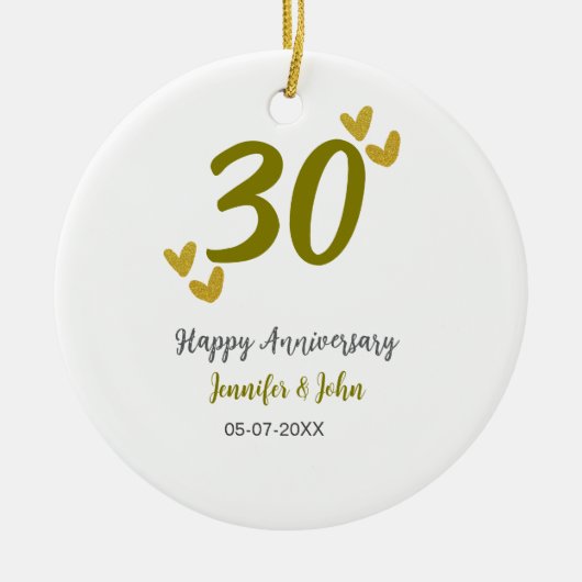 30. Jubiläum goldgraues Hochzeitspaar Keramik Ornament (Vorne)