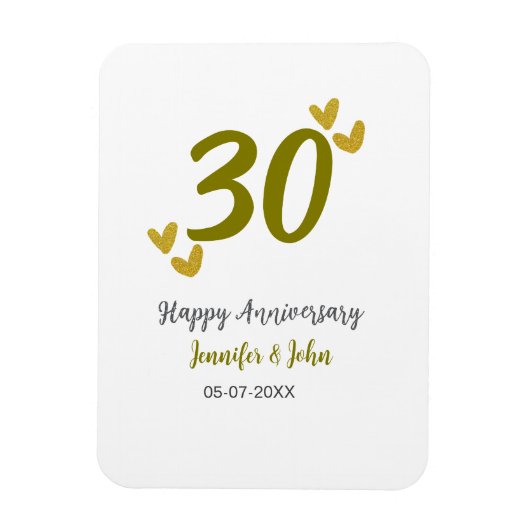 30. Jubiläum goldgraues Hochzeitspaar Magnet (Vertikal)