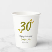 30. Jubiläum goldgraues Hochzeitspaar Pappbecher (Rückseite)