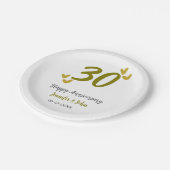 30. Jubiläum goldgraues Hochzeitspaar Pappteller (Schrägansicht)