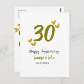 30. Jubiläum goldgraues Hochzeitspaar Postkarte (Vorne/Hinten)