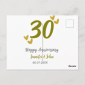 30. Jubiläum goldgraues Hochzeitspaar Postkarte (Rückseite)