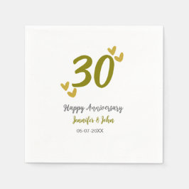30. Jubiläum goldgraues Hochzeitspaar Serviette