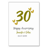 30. Jubiläum goldgraues Hochzeitspaar Tischnummer (Rückseite)