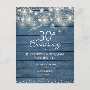 30. Jubiläum Holz-Lichterkette Save-the-Date Ankündigungspostkarte