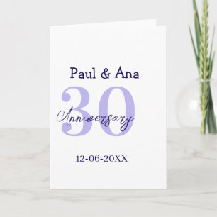 30. Jubiläum lila fett gedruckter Name einfach re Karte