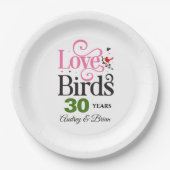 30. Jubiläum Love Birds Personalisiert Pappteller (Vorderseite)