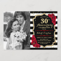 30. Jubiläum mit Foto - Gold Black Red