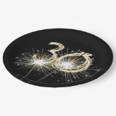 30. Jubiläum Party Sparklers auf Black Pappteller (Schrägansicht)