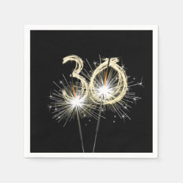30. Jubiläum Party Sparklers auf Black Serviette
