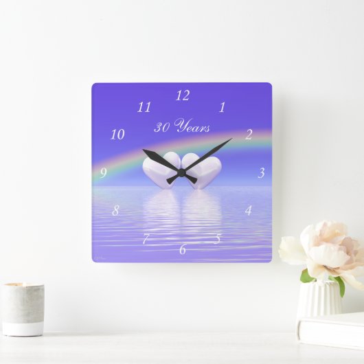 30. Jubiläum Pearl Hearts Quadratische Wanduhr (Zuhause)