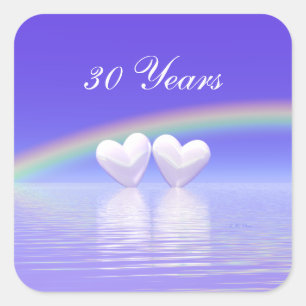 30. Jubiläum Pearl Hearts Quadratischer Aufkleber