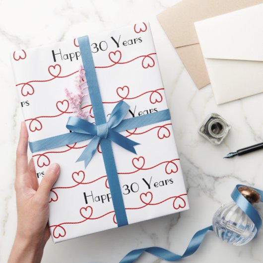 30. Jubiläum Rote Herzen Geschenkpapier (Schenken)