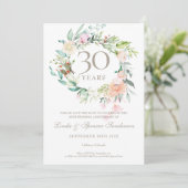 30. Jubiläum Save the Date Pearl Floral Rose Einladung (Stehend Vorderseite)