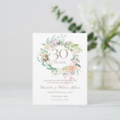 30. Jubiläum Save the Date Rose Garland Postkarte (Stehend Vorderseite)