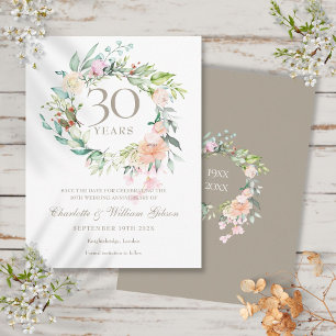 30. Jubiläum Save the Date Rosen Girlande Postkarte